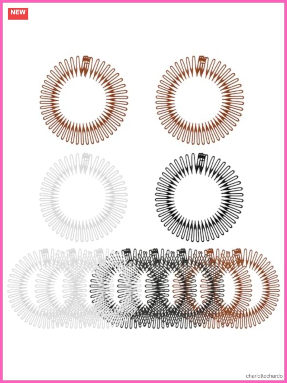 12 Pack Full Circular Comb Headbands Flexible Plastic Claw Hair Accessories